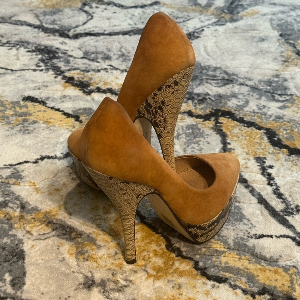 ASOS Tan Heels with Snakeskin Accent